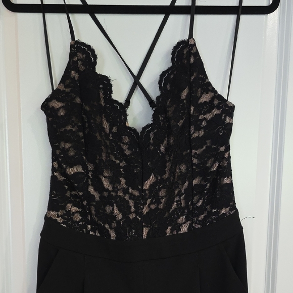 Express Black Lace Detail Jumpsuit - Picture 2 of 6